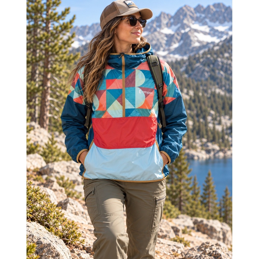 Cotopaxi Teca Half-Zip Windbreaker Hoodie Geometric Multicolor Women's Small